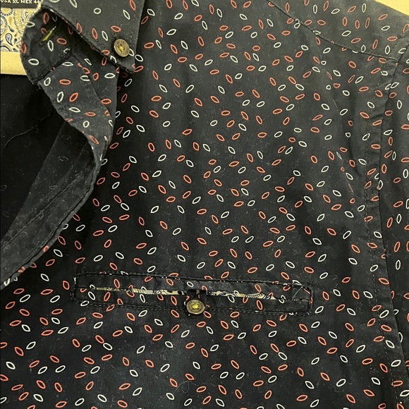 Men's Navy Patterned Short Sleeve Shirt - Picture 3 of 4